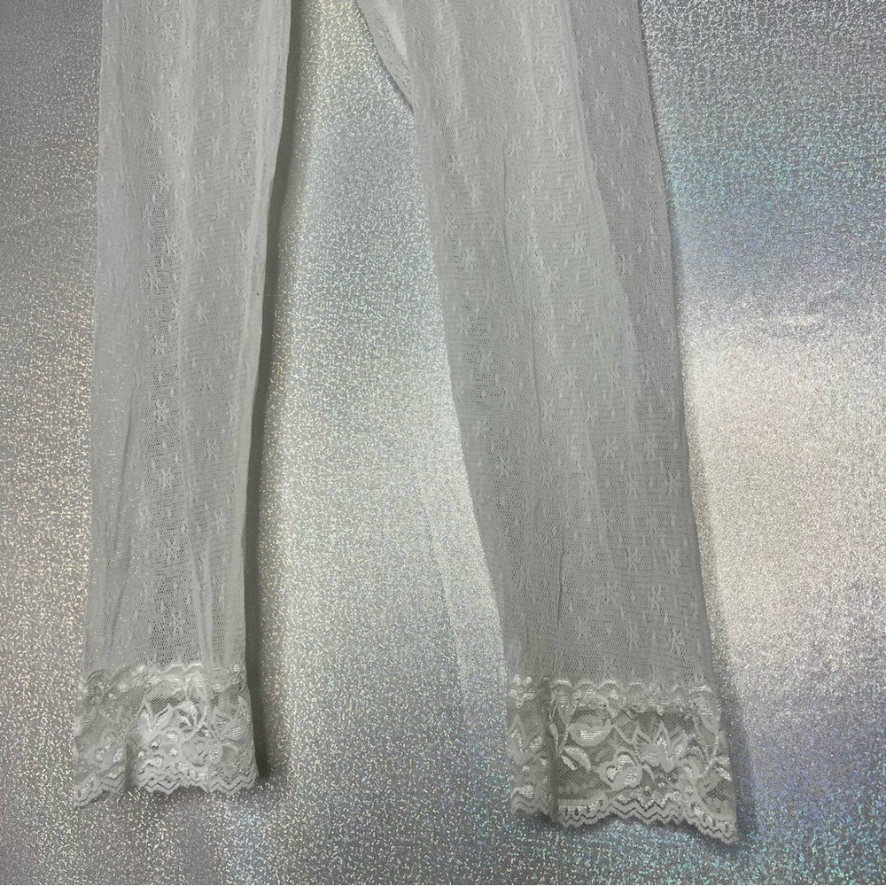 Seduction lace cropped pants white see through mesh sexy cute beach lounge y2k - Picture 7 of 9